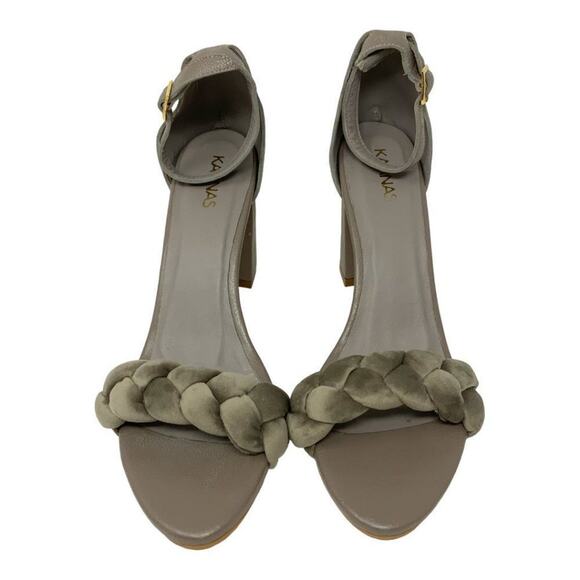 Kaanas Soho Velvet Braided Ankle Strap Sandal Taupe Size 10 NWT $129 MSRP - Picture 2 of 7